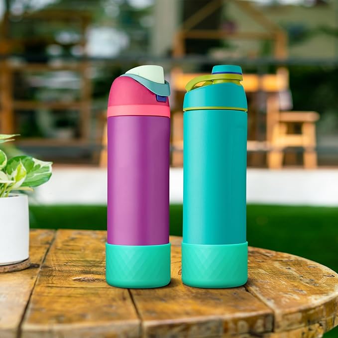 2PCS Silicone Water Bottle Boot for Owala 24oz 32oz 40oz, Anti-Slip Protective Sleeve Bottom Bumper Protector for FreeSip, Twist, and Flip Stainless Steel Water Bottles