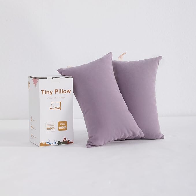 BEDSUM 2 Pack Tiny Pillows, 11"x7" Microfiber Mini Pillows for Toddler, Travel, Pets, Soft and Machine Washable Small Pillows for Neck, Wrist, and Knee Comfort, Lavender