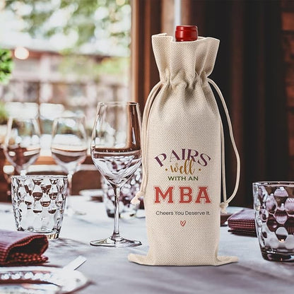 Graduation Gifts for Her Him, Mba Graduation Gifts Wine Bag, College Graduation Gifts for Women, Mba Graduation Party Decorations Wine Bottle Bag, Pairs Well with Mba Degree Wine Bags