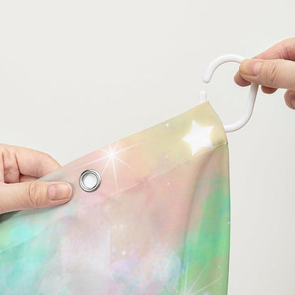AILONEN Colorful Space Shower Curtain,Glitter Star Waterproof Fabric Shower Curtain Set for Girls Kids Teens, 72" W*84" H Fantasy Starry Sky Theme Bathroom Decor