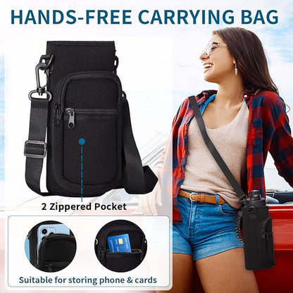 40 oz Water Bottles Insulated - Wide Mouth Stainless Steel Water Bottle with Straw, Spout Lid, Paracord Handle, Carrier Bag, Protective Boot, Metal Water Jug Keep Cold 48H Hot 24H, Hydro Mug Flask