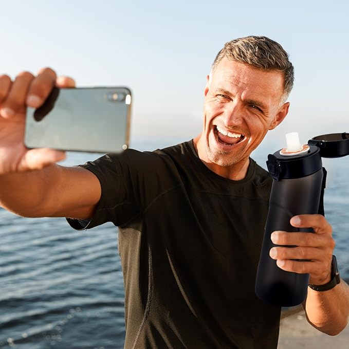 Air Water Bottle, Air Water Bottle with 5 Flavor Pods,750ml Scented Sports Water Bottle Set with Flavour Pods, 0 Sugar No BPA for Schools, Gym, Outdoor Sports (Black)