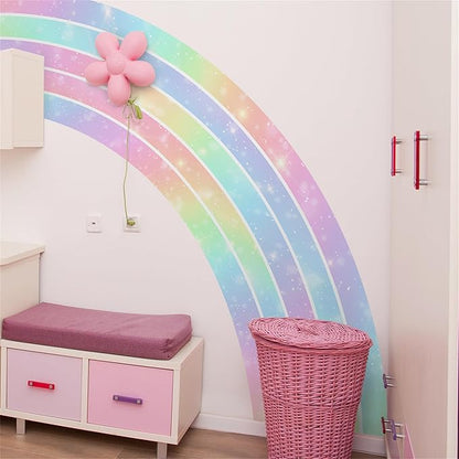 Waterproof Removable Vinyl Huge Rainbow Wall Decal Sticker for Nursery Kidsroom School Classroom Livingroom Bedroom Bathroom Decorations Art Kids Graduation Boho Cute Decals