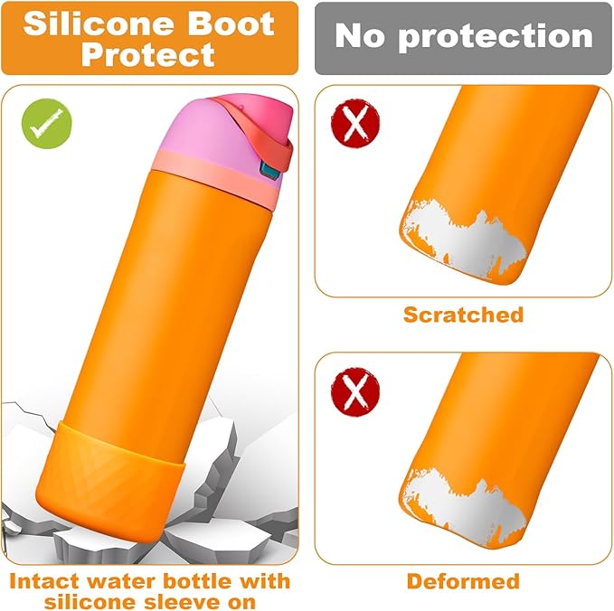 2PCS Silicone Water Bottle Boot for Owala 24oz 32oz 40oz, Anti-Slip Protective Sleeve Bottom Bumper Protector for FreeSip, Twist, and Flip Stainless Steel Water Bottles