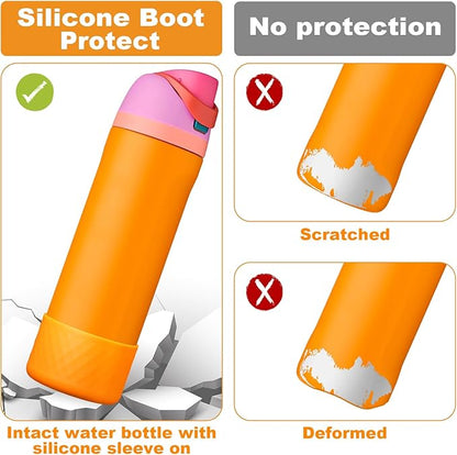 2PCS Silicone Water Bottle Boot for Owala 24oz 32oz 40oz, Anti-Slip Protective Sleeve Bottom Bumper Protector for FreeSip, Twist, and Flip Stainless Steel Water Bottles