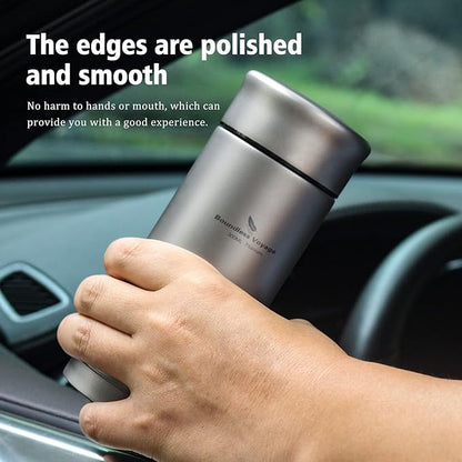 Boundless Voyage Titanium 300ml/450ml Vacuum Water Bottle with Tea Filter Double-Walled Lightweight Leak-Proof Sport Water Bottle for Travel Outdoor Office (10 fl oz)