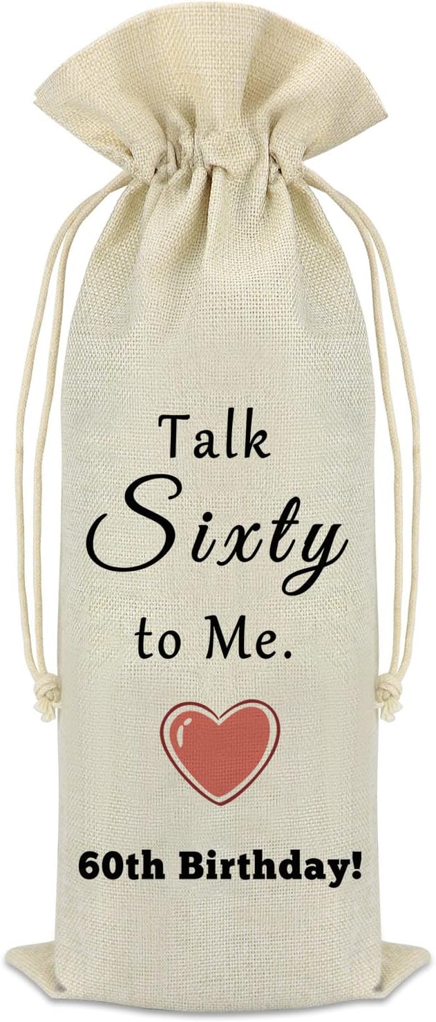 60th Birthday Gift 60th Gifts Wine Bag for Women Men 60 Years Old Birthday Party Decoration Wine Bottle Bag Happy 60th Birthday Gifts for Grandmother Grandpa Wife Husband Aunt Friend Retirement Gift