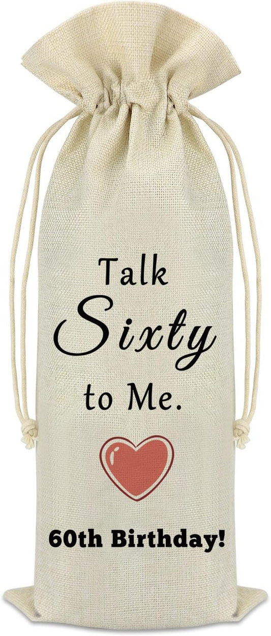 60th Birthday Gift 60th Gifts Wine Bag for Women Men 60 Years Old Birthday Party Decoration Wine Bottle Bag Happy 60th Birthday Gifts for Grandmother Grandpa Wife Husband Aunt Friend Retirement Gift
