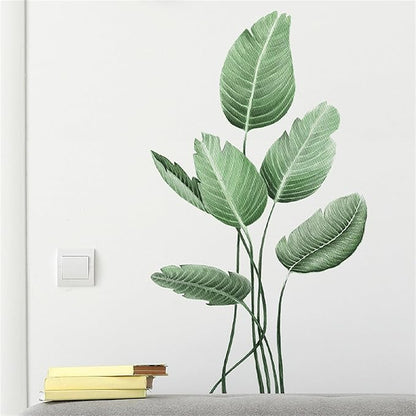 Tropical Leaf Green Leaves Wall Decals Monstera Deliciosa Liebm Palm Tree Leaf Plants Wall Stickers Bedroom Living Room TV Wall Door Decor Murals (Tropical Leaf Green 3)