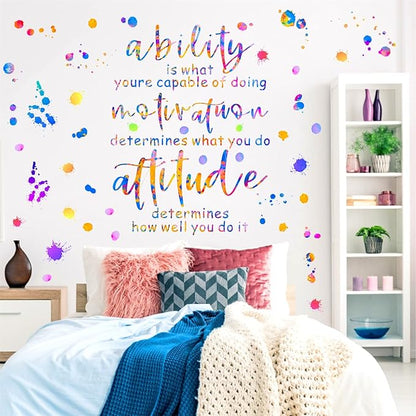 Inspirational Quotes Wall Decal Colorful Inspirational Wall Stickers Vinyl Motivational Phrases Stickers Removable Peel and Stick Wall Stickers for Nursery Classroom Kids Room Decor