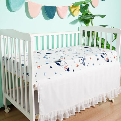 3 Pack Fitted Crib Sheets, Ultra Soft Breathable Comfortable Baby Sheet Set for Boys Girls Neutral, 28x52 Inch Fits Standard Crib and Toddler Mattresses, Space