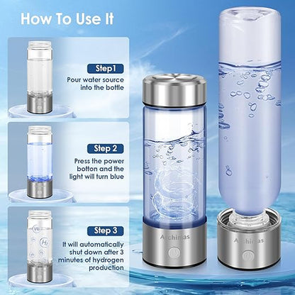 2-in-1 Hydrogen Water Bottle,420ml/1600ppb Hydrogen Water Bottle Generator with SPE PEM Technology,Quick Water Improvement in 3 Minutes,Perfect for Daily Use,Travel, and Gifts