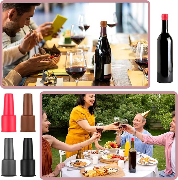 8 Pcs Silicone Wine Stopper Bottle Corks, Reusable Rubber Wine Bottle Corks, Double Sealed Wine Bottle Stoppers for Glass Bottles, Sparkling Wine Stopper for Wine Beer Keeping Fresh