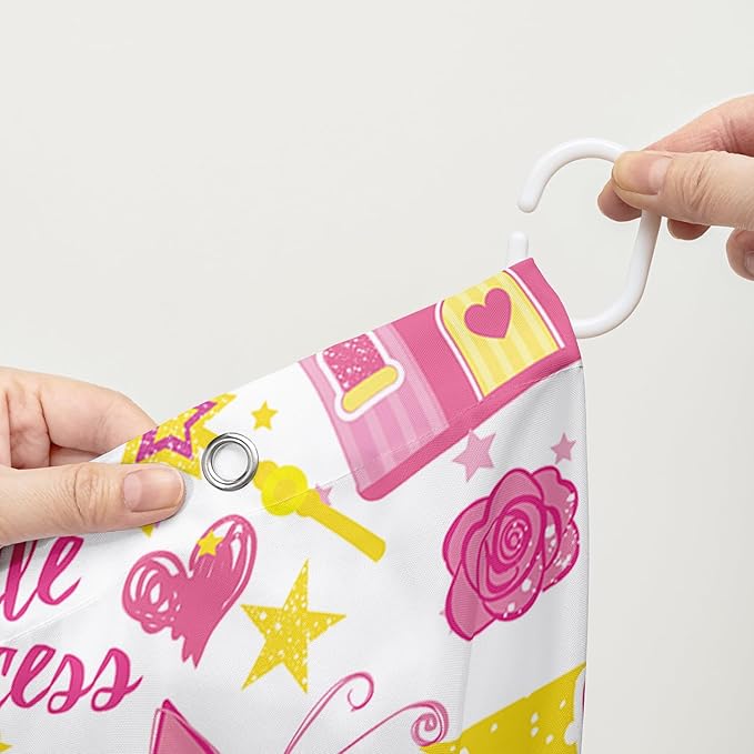 AILONEN Princess Castle Shower Curtain,Cartoon Butterfly and Rose Bathroom Shower Curtain for Girls Boys Kids Teens, 72" W*96" H Pink Glitter Star Theme Bathroom Decor