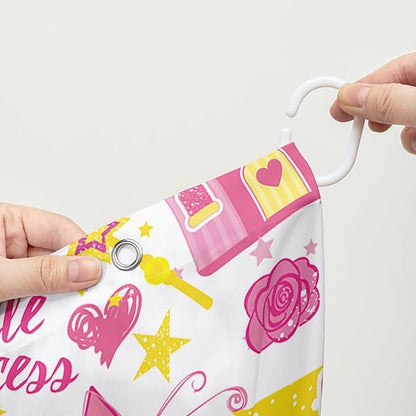 AILONEN Princess Castle Shower Curtain,Cartoon Butterfly and Rose Bathroom Shower Curtain for Girls Boys Kids Teens, 72" W*72" H Pink Glitter Star Theme Bathroom Decor