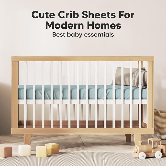 2-Pack Organic Crib Sheets for Boys, Girls - Jersey Fitted Crib Sheet, Baby Crib Sheets Neutral, Crib Mattress Sheet, Cotton Crib Sheets, Breathable Crib Sheet, Baby Mattress Sheets (Toasty)