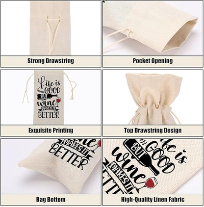 Funny Wine Quotes Wine Bag Wine Tasting Party Supplies for Wine Lovers Women Men Mother Groom Friend Christmas Birthday Wedding Bachelorrette Party Wine Bags