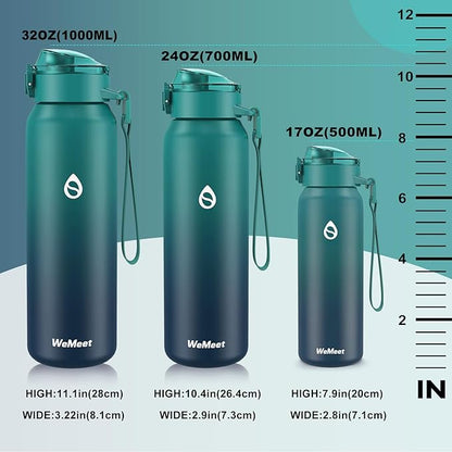 32oz Water Bottle with Removable Straw and Spout Lid Two Ways to Drink, 18/10 Stainless Steel Insulated Water Bottle, BPA-Free, Leak Proof, Double wall, for Sports, Gym