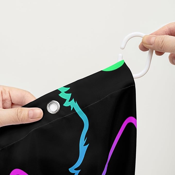 AILONEN Cute Cat Shower Curtain for Bathroom,Gradient Line Kawaii Kitten Bath Curtain for Kids Boys Girls,Color Cartoon Animal Polyester Waterproof with 12 Plastic Hooks 72" W*78" H