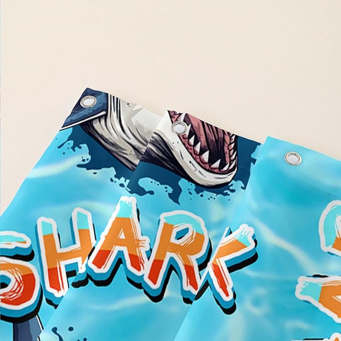 AILONEN Blue Shark Shower Curtain,Scream Shark Bath Curtain Gifts for Kids,Ocean Animal Polyester Waterproof with 12 Plastic Hooks, 72" W*72" H Blue
