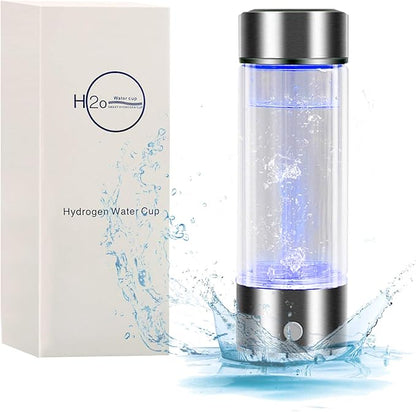 3 Mins Negative Ion Hydrogens-Rich Water Cup Generator Alkaline 450ML Portable USB Charge Electrolytic Generator Lonization Bottle Glass Anti-aging Health Care Cup