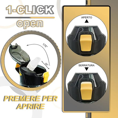 Sports Bottle - 22oz, Water Bottle with Straw, Leak Proof Flip Top Simple Modern Water Bottle, BPA Free Tritan Plastic Water Bottle. Suitable for Gym, Outdoor Travel Sports Enthusiast (Black)