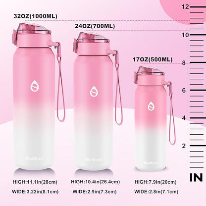 32oz Water Bottle with Removable Straw and Spout Lid Two Ways to Drink, 18/10 Stainless Steel Insulated Water Bottle, BPA-Free, Leak Proof, Double wall, for Sports, Gym