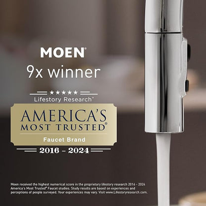 Moen Haelyn Chrome Touchless Single-Handle Pull-Down Sprayer Kitchen Faucet with Soap Dispenser, Features Power Clean for a Faster Wash, 87627EWC