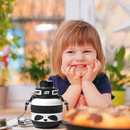 Stainless-Steel Water Bottle: Kids Water Bottle, Leakproof Lid, Perfect Sip, Double Insulated, Eco-Friendly, Dishwasher Safe & Stylish Strap, Gifts for Kids (Panda, 16 oz)