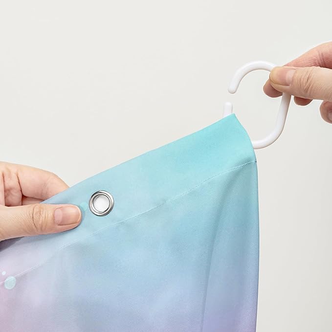 AILONEN Kawaii Sea Turtle Shower Curtain,Tie Die Ocean Animal Themed Bath Curtain Cloth Fabric Bathroom 72" W*78" H Inch,12 Pack Hooks for Kids,Sea Animal with Mushroom Bathroom Curtain