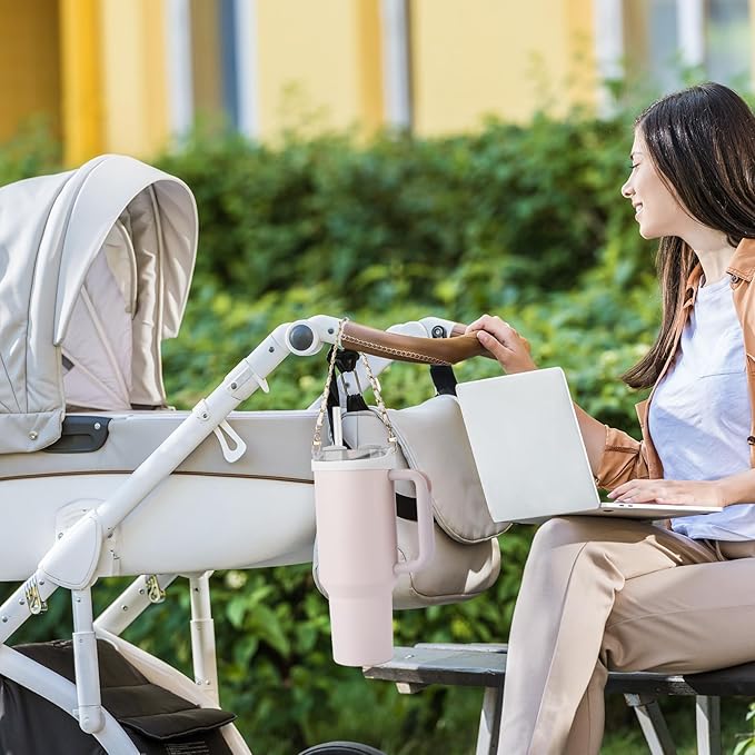 Water Bottle Handle, Silicone Water Bottle Sling Stretches to Fit Most 8-40oz Bottles, Fashionable Accessories Compatible for Stanley Cup White