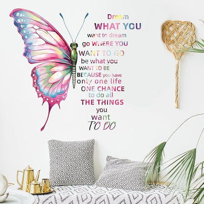 Inspirational Butterfly Wall Decal - Dream Big, Live Boldly - 90cm x 30cm
