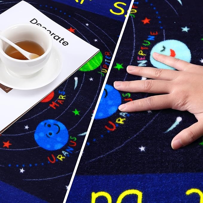 Baby Play Mat Solar System Learning Rug Kids Rug ABC Alphabet Educational Area Rugs for Classroom Kids Room Baby Playroom Mat Kids Foam Rug Playtime Activity Mat for Toddler 4 x 4