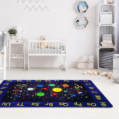 Kids Rug 5x7 Kids Room Rugs for Bedroom Carpet Kids Educational Rug Extra Large Soft Crawling Play Mat for Children Toddlers Classroom Playroom Alphabet Nursery Area Rug