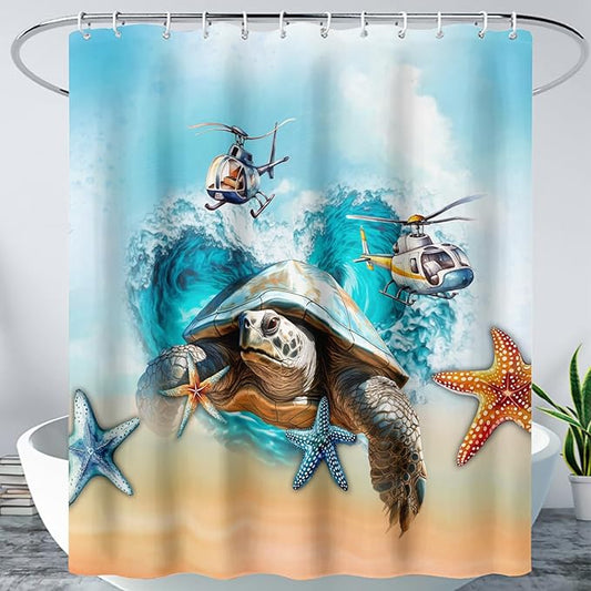 AILONEN Sea Turtle Shower Curtain for Bathroom, Ocean Beach Theme Bathroom Curtain,Tie Dye Animal Bath Curtain 72" W*72" H Polyester Waterproof Bathroom Curtain with 12 Hooks