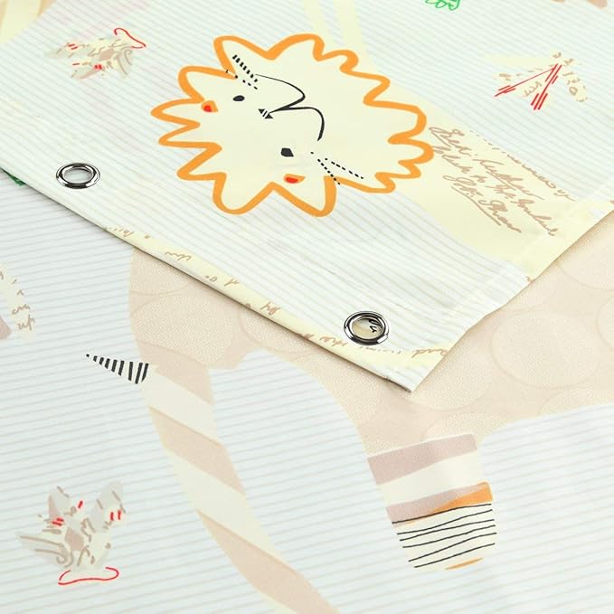 Animal Crackers Cute Elephant Polyester Beige Kids Shower Curtains for Bathroom,Printed Decorative Waterproof Lovely Cloth Bath Curtains,Extra Large 78" W x 78" H