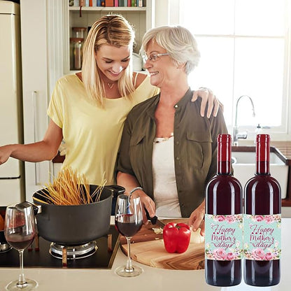 24pcs Mothers Day Wine Bottle Labels Stickers Party Wine Bottle Stickers Decorations Wine Bottle Cover Labels Happy Mothers Day Party Supplies