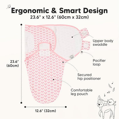 3-Pack Organic Baby Swaddle Sleep Sacks - Newborn Swaddle Sack, Ergonomic Baby Swaddles 0-6 Months, Swaddles for Newborns, Baby Sleep Sack, Baby Swaddle Blanket Wrap, Baby Essentials(Blossom Large)