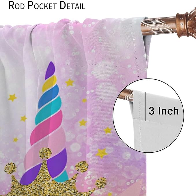 Kids Unicorn Curtains Kids Girls Boys Rainbow Unicorn Pattern Blackout Curtains Bedroom Curtains 72x63 Inches 2 Panels