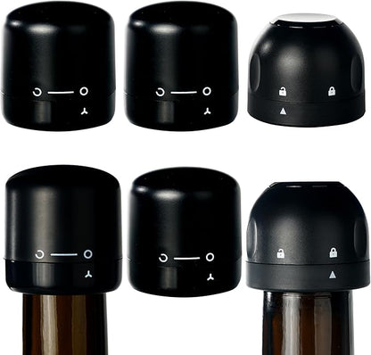 6PCS Wine Bottle Stoppers,4PCS wine stoppers+2PCS champagne stoppers，Wine Preserver, Wine Accessories, Black Silicone Small Wine Bottle Stoppers Corks
