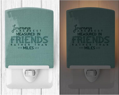 Caroline's Treasures BB5462CNL Journeys are Measured in Friends Ceramic Night Light Compact, UL-Certified, Ideal for Bedroom, Bathroom, Nursery, Hallway, Kitchen, 6x4x3, Multicolor