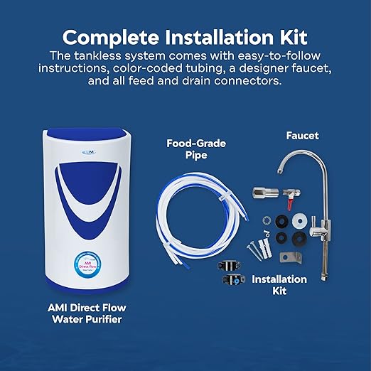 AMI Direct Flow Tankless RO Under-Sink Reverse Osmosis Water Filter System, 600 Gallons Per Day