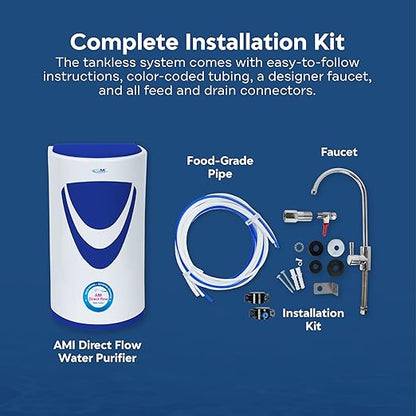 AMI Direct Flow Tankless RO Under-Sink Reverse Osmosis Water Filter System, 600 Gallons Per Day