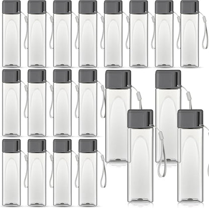 Mifoci 20 Pieces Water Bottle Bulk 17 oz Plastic Water Bottles Bulk Gym Sports Adults Reusable Large Water Bottles for Outdoor Fitness(Grey,Rectangle)