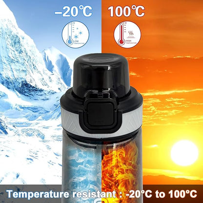 Newly Upgraded Air Water Bottle, 22oz Air Water Bottle with Flavor Pods, Leak Proof Scented Water Bottle with Large Portable Handle, 0 Suger No BPA for Gym, Outdoors, Schools (Black Tilted Head)