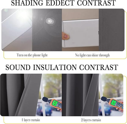 NICETOWN Grey Blcakout Curtains Total Shade Draperies, Heavy-Duty Full Light Shading Drapes with Same Color Liner Backing for Large Window（Gray, Package of 2 Panels, 52 inches Wide x 95 inches Long