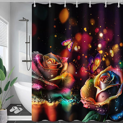 AILONEN Colorful Skull Shower Curtain for Bathroom Decor,Gradient Mushroom Skull Bath Curtain for Kids Boys Girls,Print Polyester Waterproof with 12 Plastic Hooks 72" W*84" H