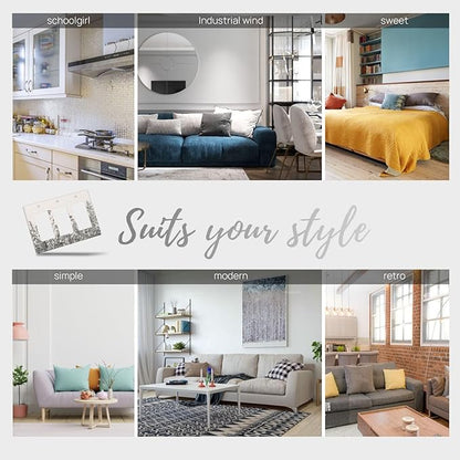 Vintage Grey Floral Herbs Wild Flowers Botanical 3 Gang Rocker Boho Light Switch Covers Decorative Country Unique Triple Outlet Wall Plate Cover Faceplate Decorative Switchplate GFCI