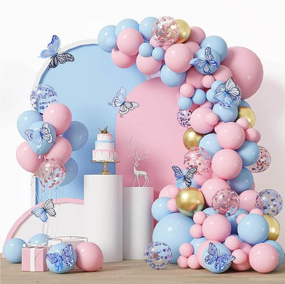 3D Butterfly Wall Decor 3 Sizes 4 Styles, Kurilai 48Pcs Butterfly Decorations Party Birthday Cake Decoration, Removable Wall Stickers for Kids Nursery Wedding Bedroom Room Decor (Blue)