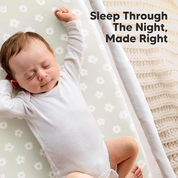 2-Pack Organic Bassinet Sheets for Girls, Boys - 100% Cotton Bassinet Mattress Sheets Compatible with Halo Bassinest Swivel Sleeper, Graco, Baby Delight, Chicco, Unisex Fitted Bassinet Sheets (Meadow)